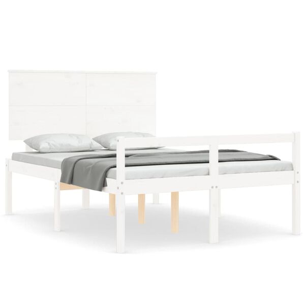 vidaXL Senior Bed without Mattress White Small Double Solid Wood