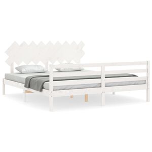 vidaXL Bed Frame without Mattress White Super King Size Solid Wood