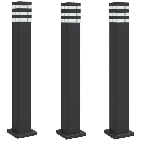 vidaXL Outdoor Floor Lamps with Outlet 3pcs Black 80 cm Aluminium