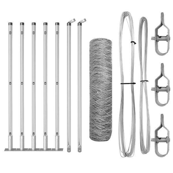 vidaXL Fence Post Silver 10 x 0.5 m (50 mm mesh) Steel