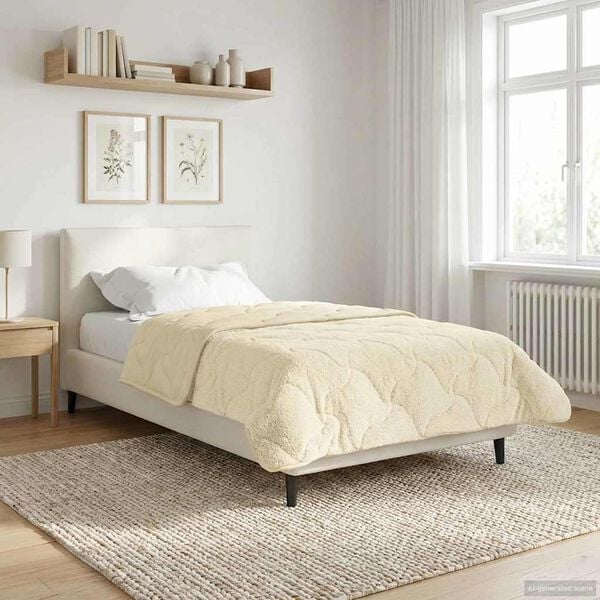 vidaXL Winter Duvet Cream 140 x 200 cm Microfiber and Teddy fleece