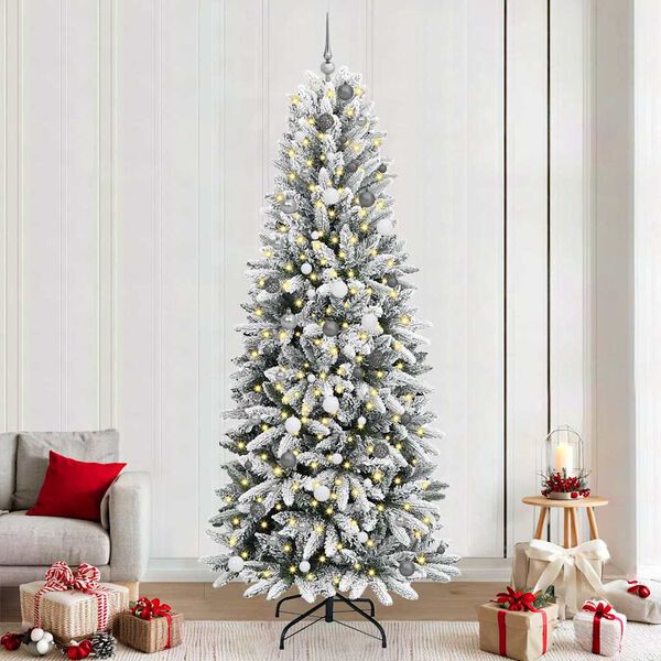 vidaXL Artificial Christmas Tree with 300 LEDs with Stand White 240 cm