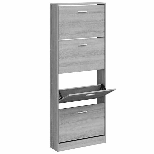 vidaXL Shoe Cabinet Grey Sonoma 59x17x150 cm Engineered Wood