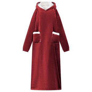 vidaXL Blanket Hoodie Bordeaux Red M Fleece and Flannel