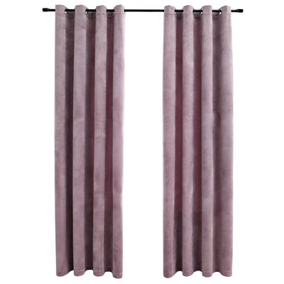 vidaXL Blackout Curtains with Rings 2pcs Velvet Antique Pink 140x225cm