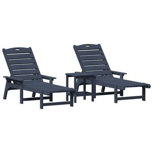vidaXL Sun Lounger 3 pcs Polyethylene Navy