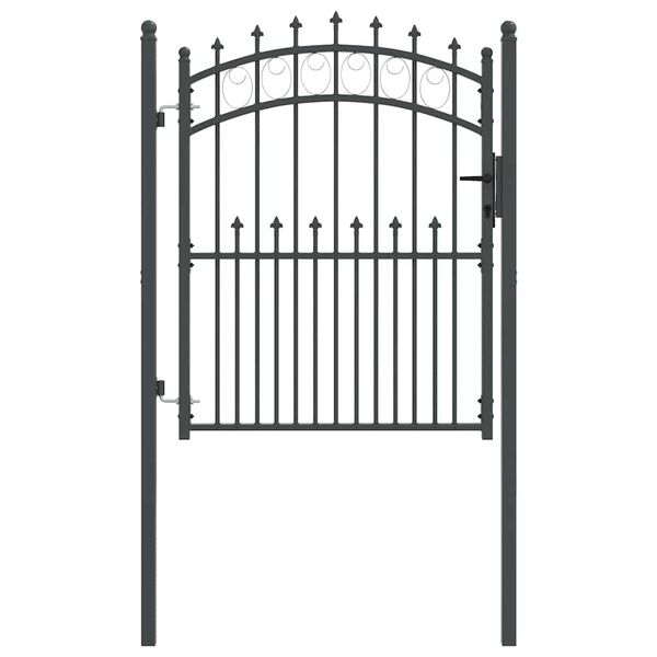 vidaXL Fence Gate with Spikes Grey 150 x 100 cm Powder-coated steel