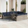 vidaXL 11 Piece Garden Sofa Set with Cushions Grey Poly Rattan Acacia