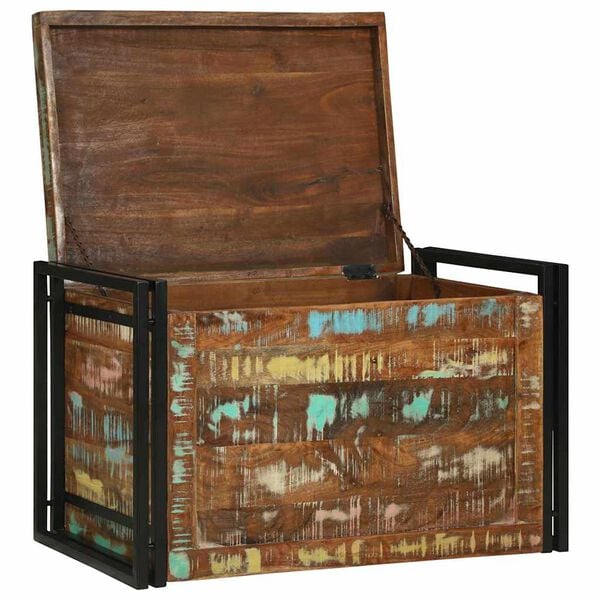 vidaXL Storage Box Brown and Black 80 x 50 x 50 cm Reclaimed Wood