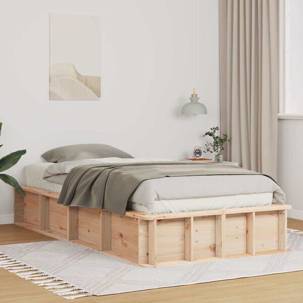 vidaXL Bed Frame Brown 90 x 200 cm Solid Pine Wood