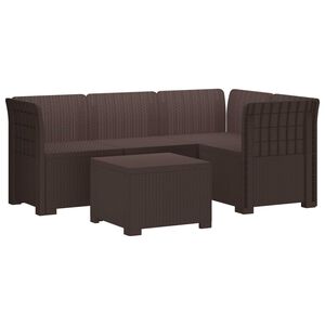 vidaXL 4-Seater Garden Sofa Rattan Look PP Brown