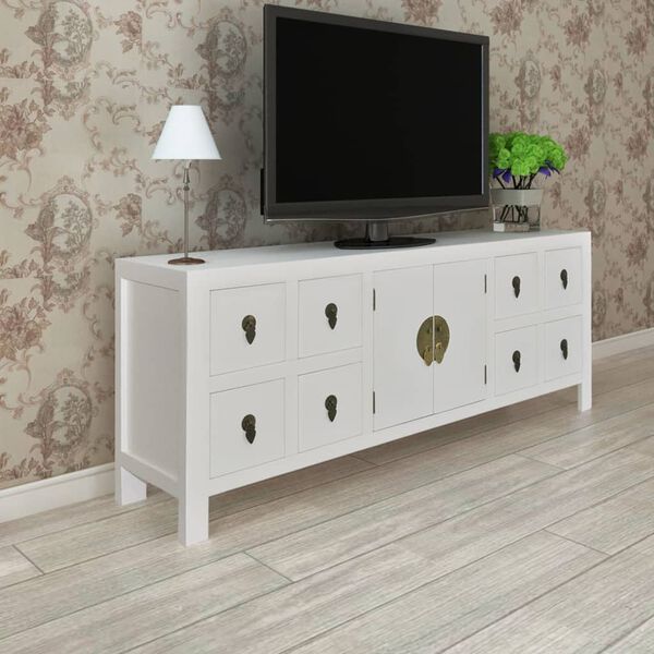 vidaXL Wooden Sideboard Asian Style with 8 Drawers and 2 Doors