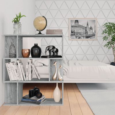 vidaXL Book Cabinet/Room Divider Grey Sonoma 80x24x96cm Engineered Wood