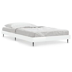 vidaXL Bed Frame without Mattress High Gloss White 90x190 cm Single