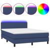 vidaXL Box Spring Bed with Mattress&LED Blue 140x200cm Fabric
