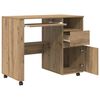 vidaXL Desk with Wheels Artisan oak 91 x 50 x 77 cm Engineered Wood
