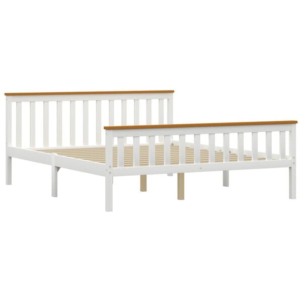 vidaXL Bed Frame without Mattress White Solid Pine Wood 160x200 cm