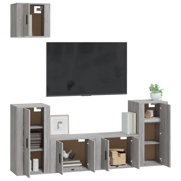 vidaXL 5 Piece TV Cabinet Set Grey Sonoma Engineered Wood