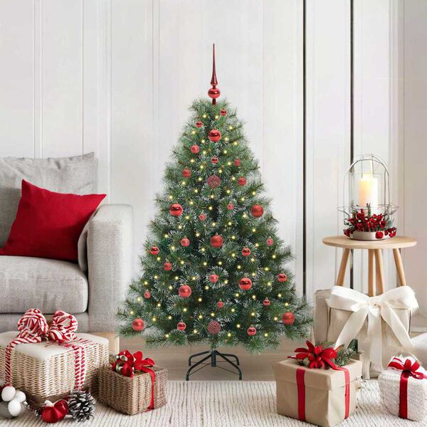 vidaXL Artificial Christmas Tree with 150 LEDs Green 120 cm PE and PVC