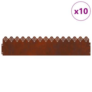 vidaXL Lawn Edgings 10 pcs 103 x 0.05 x 22 cm Weathering Steel Rusty