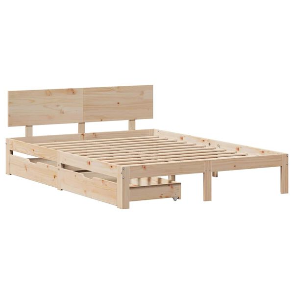 vidaXL Bed Frame with Drawers without Mattress 135x190 cm Double