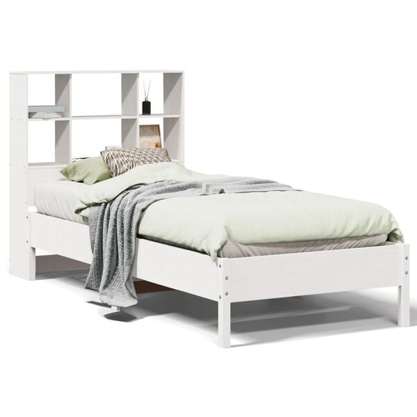 vidaXL Bookcase Bed without Mattress White 90x200 cm Solid Wood Pine