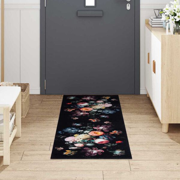 vidaXL Kitchen Rug Black 180 x 60 cm Velvet