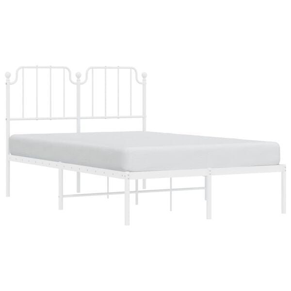 vidaXL Metal Bed Frame without Mattress with Headboard White 120x190cm
