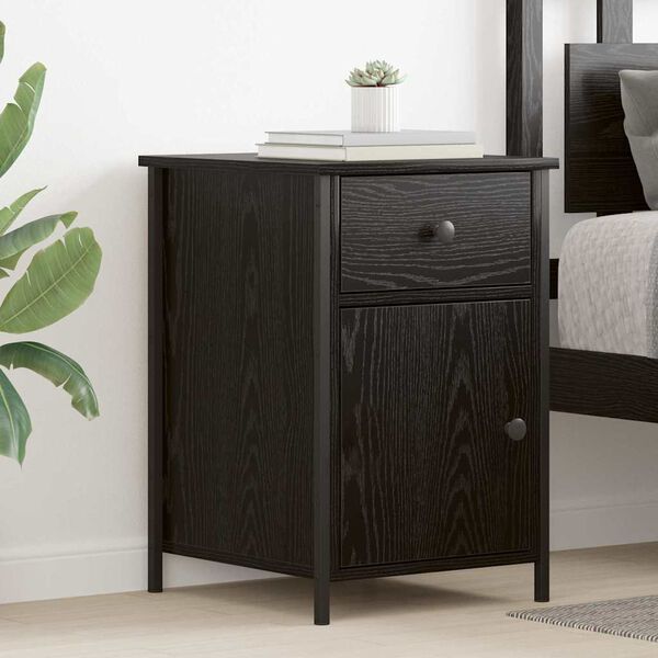 vidaXL Bedside Cabinet Black Oak 40 x 42 x 60 cm Engineered Wood