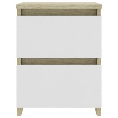 vidaXL Bedside Cabinet White and Sonoma Oak 30x30x40 cm Engineered Wood