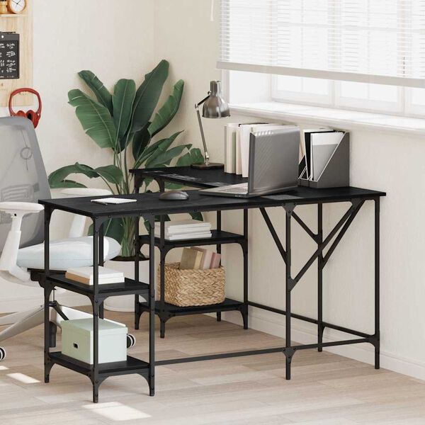 vidaXL Desk Black Oak 139 x 139 x 75 cm Engineered Wood