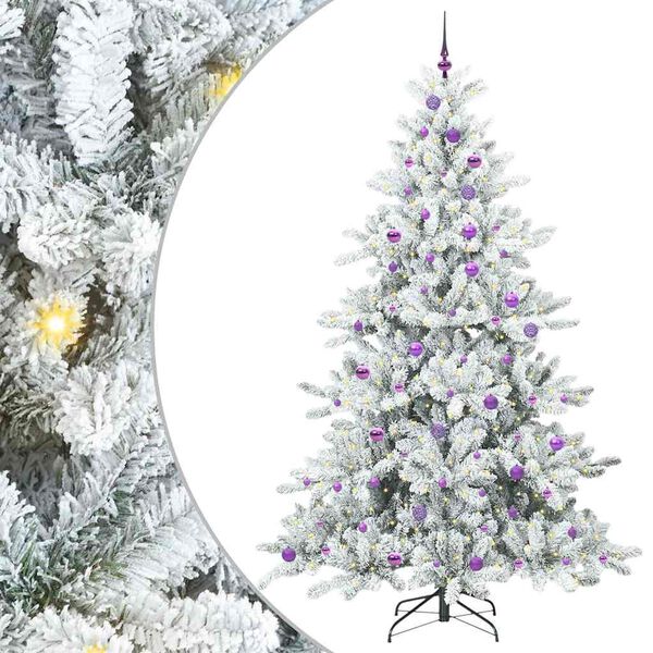 vidaXL Artificial Hinged Christmas Tree White 240 cm PVC and Steel