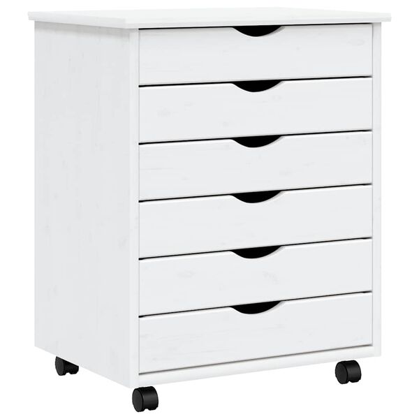 vidaXL Rolling Cabinet with Drawers MOSS White Solid Wood Pine