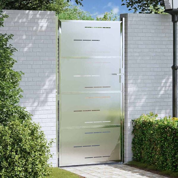 vidaXL Garden Gate with Lock Silver 96 x 200 cm Stainless Steel