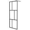 vidaXL Walk-in Shower Wall with Tempered Glass Black 80x195 cm