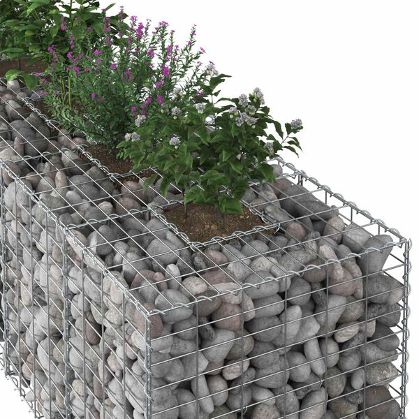 vidaXL Gabion Raised Bed 2 pcs Silver 260 x 60 x 55 cm