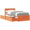 vidaXL Bed with Drawers and Mattress Wax Brown 100x200 cm Solid Wood Pine