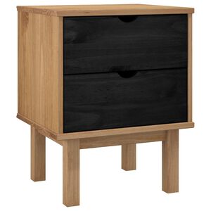vidaXL Bedside Table OTTA Black 45 x 39 x 57 cm Solid Pine Wood