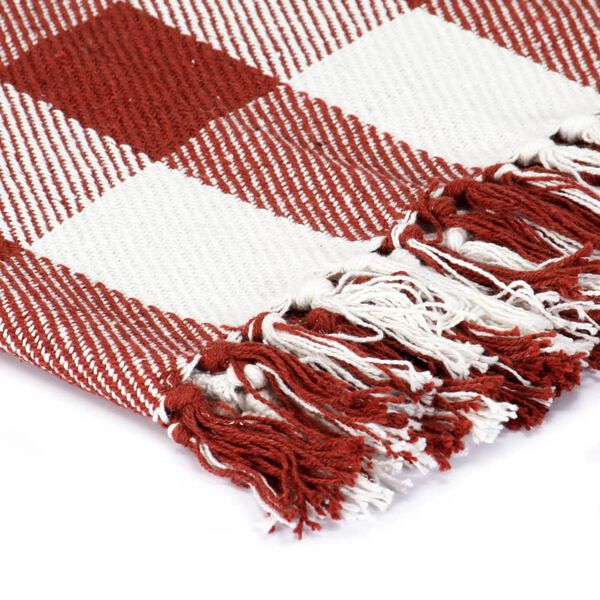 vidaXL Throw Cotton Check 160x210 cm Stone Red