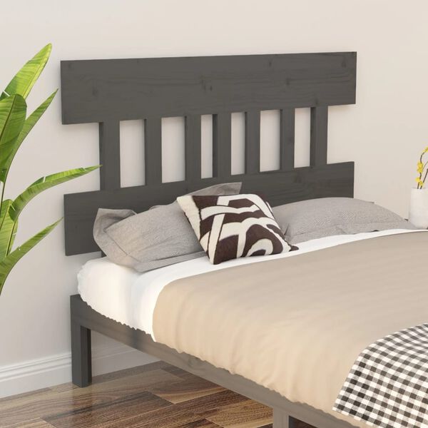 vidaXL Bed Headboard Grey 203.5x3x81 cm Solid Wood Pine