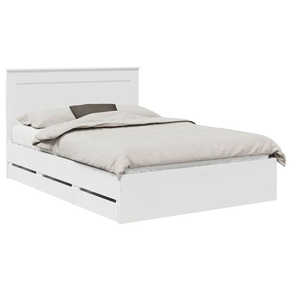 vidaXL Bed Frame with Drawer White 140 x 190 cm Engineer Wood