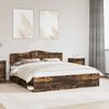 vidaXL Bed Frame Smoked Oak 200 x 200 cm Solid Pine Wood