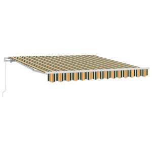 vidaXL Awning Manual Green and Yellow 300 x 250 x 165 cm Polyester