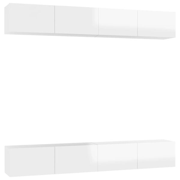 vidaXL TV Cabinets 4 pcs High Gloss White 100x30x30 cm Engineered Wood