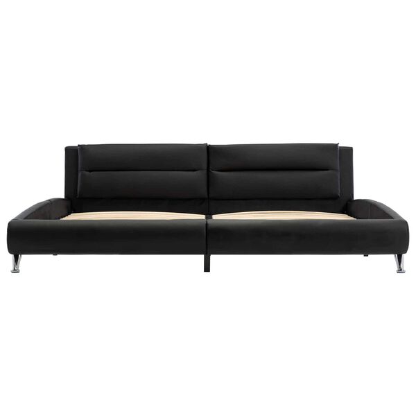 vidaXL Bed Frame with Headboard Black 160 x 200 cm Faux Leather