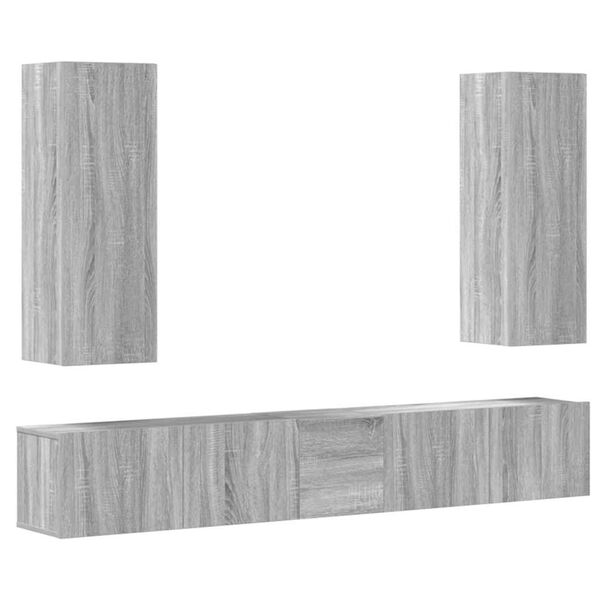 vidaXL 5 Piece TV Cabinet Set Grey Sonoma Engineered Wood