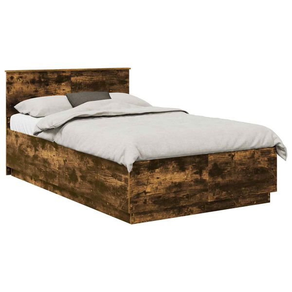 vidaXL Bed Frame Smoked Oak 135 x 190 cm Engineered Wood