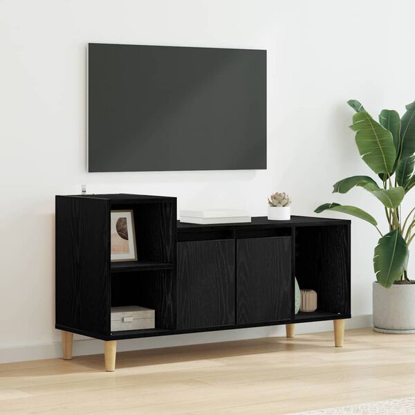 vidaXL TV Cabinet Black Oak 100 x 35 x 55 cm Engineered Wood
