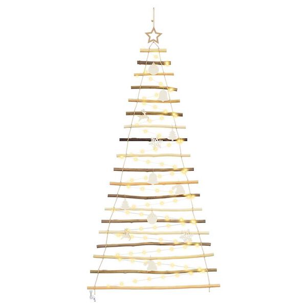 vidaXL Christmas Tree with 100 LEDs Natural 180 cm Solid Ash Wood