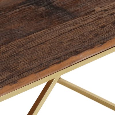 vidaXL Coffee Table Gold Stainless Steel and Solid Sleeper Wood